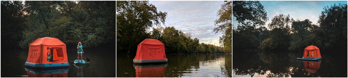 inflatable floating tent