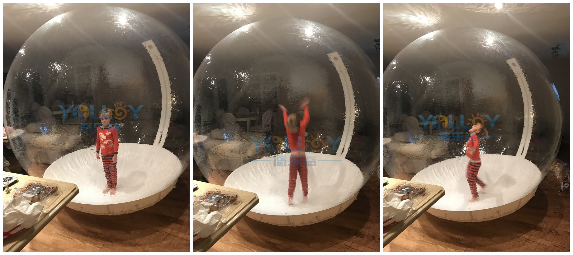Inflatable snow globe for show time