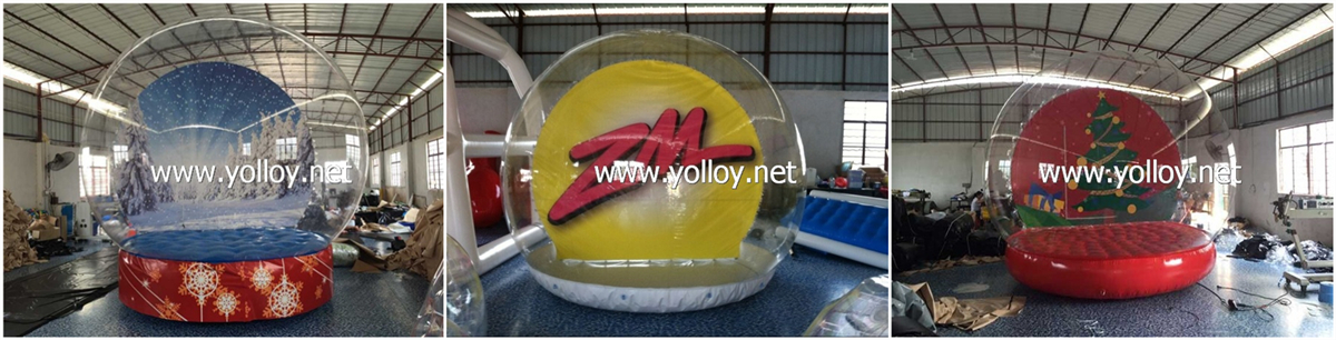 clear inflatable snow globe