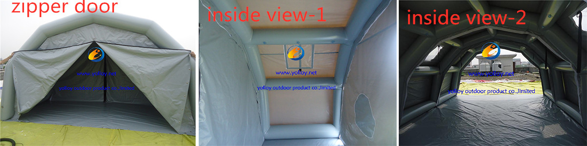 Detailed images of inflatable medical tent