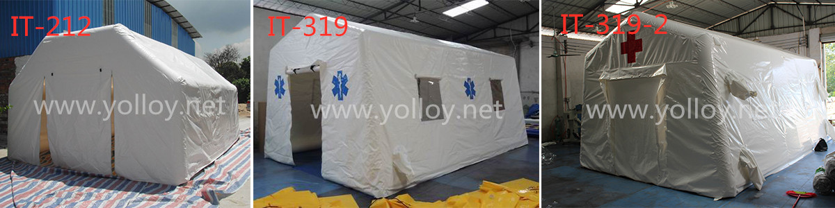 Mobile air tight inflatable emergency tent for first aid