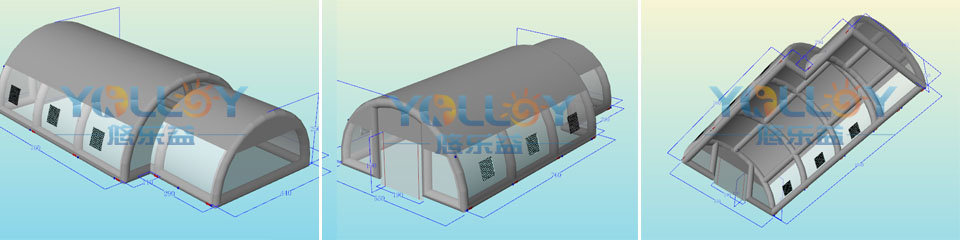 3D design of inflatable pool cover tent