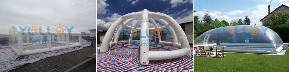 simulate inflatable pool tent
