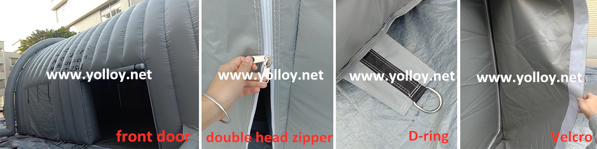 Details of movable inflatable ventilated spray painting booth