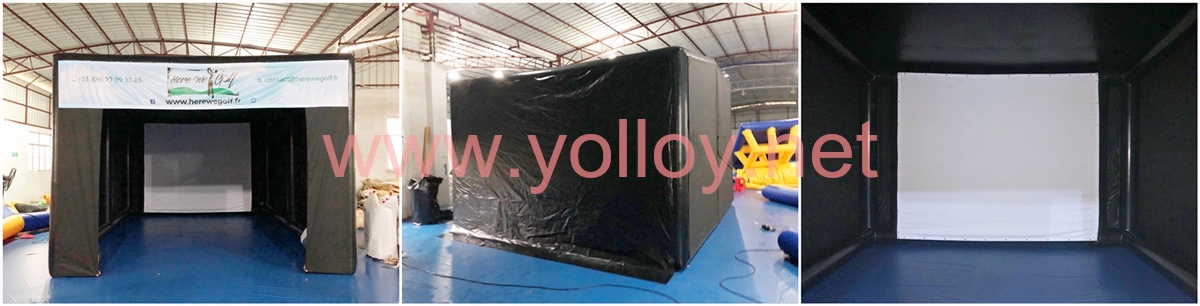 mobile inflatable golf simulation tent