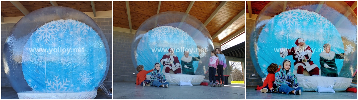 clear inflatable snow globe