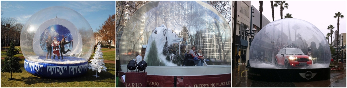 clear inflatable snow globe