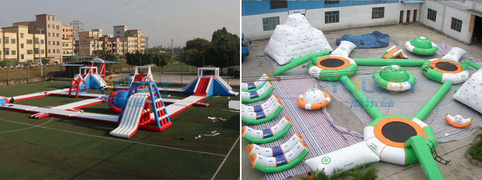 inflatable waterpark on beach