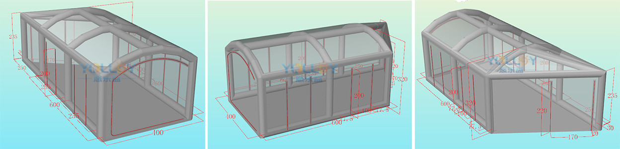 3D design drafts of inflatable transparent luxury tent