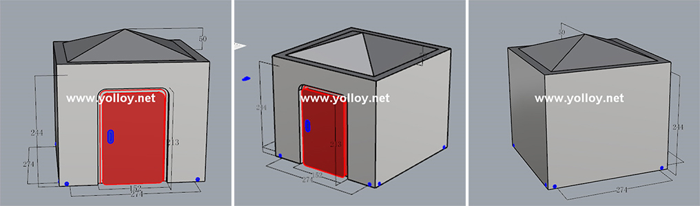 3D design drawing of double layer inflatable tent