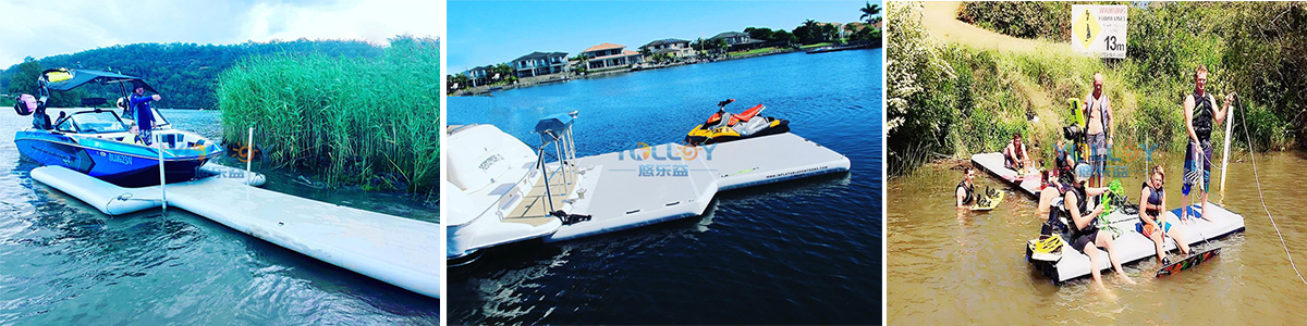UT-shaped inflatable floating pontoons