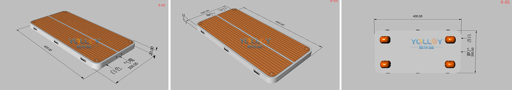 3D design drafts of inflatable floating dock