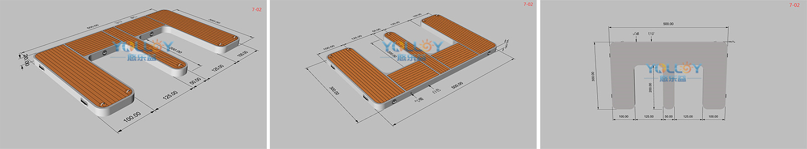 3D design drafts of inflatable jet ski watercraft dock