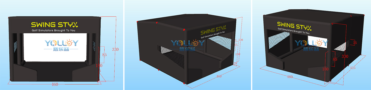 3D design drafts of inflatable golf practice tent