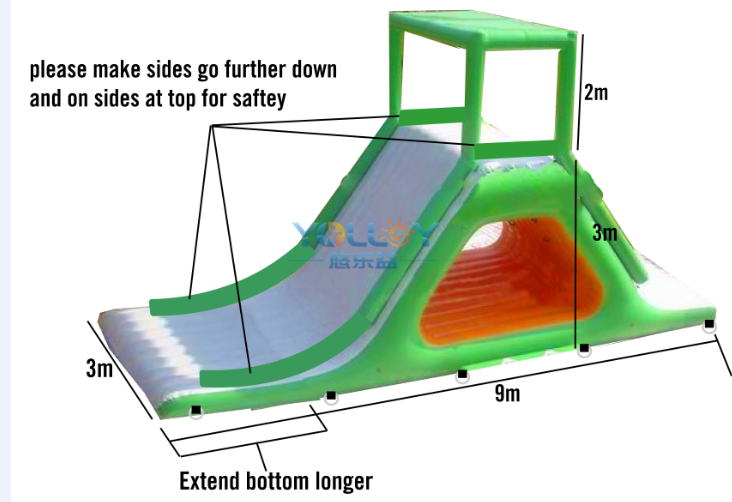 Specification of inflatable water slide