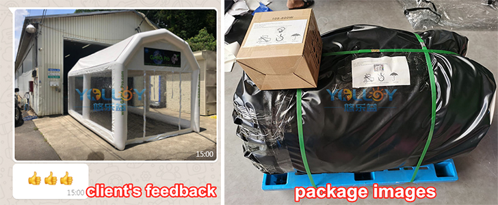 Client's feedback  of inflatable work tent shelter