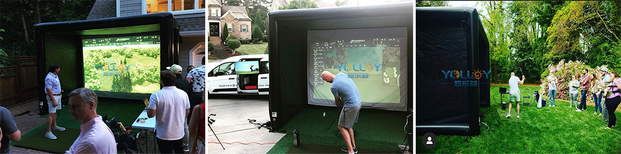 client's feedback of mini full swing golf home inflatable simulator