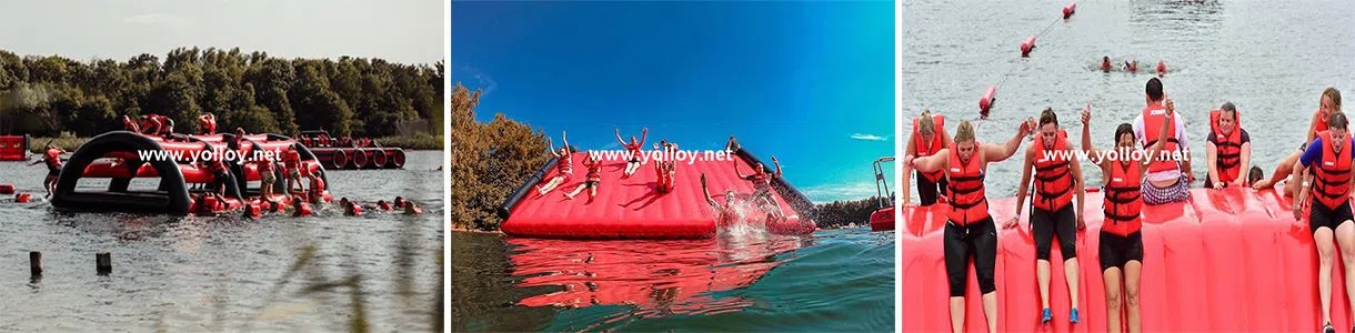 inflatable train swimming obstacle challenge