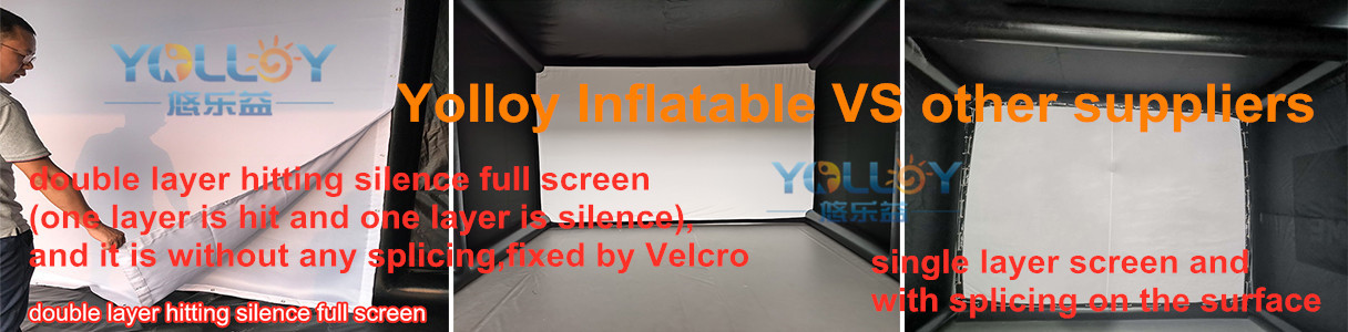 hitting screen of inflatable golf simulator tent