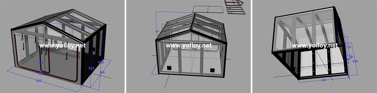 3D design draw for the inflatable car garage tent