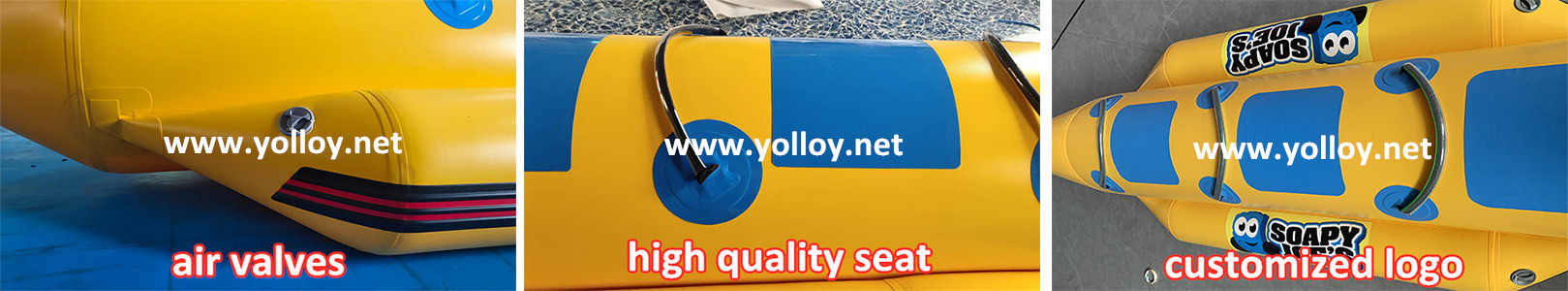 details of 3 seats inflatable banana boat