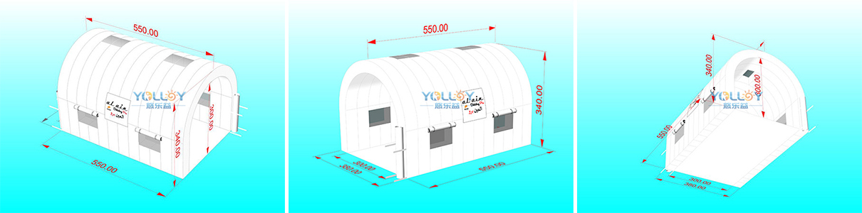 3D draft drawing of inflatable carport garage