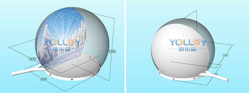 3D design drafts of inflatable snow globes for Christmas