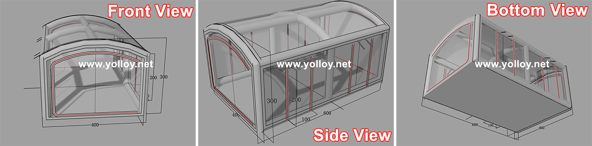 3D design drafts  of inflatable car garage tent