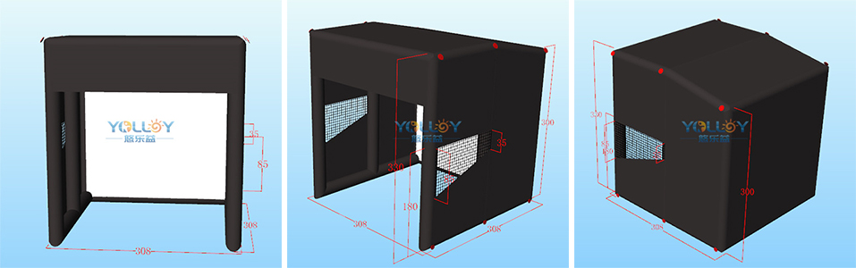 3D design drafts of inflatable golf practising tents