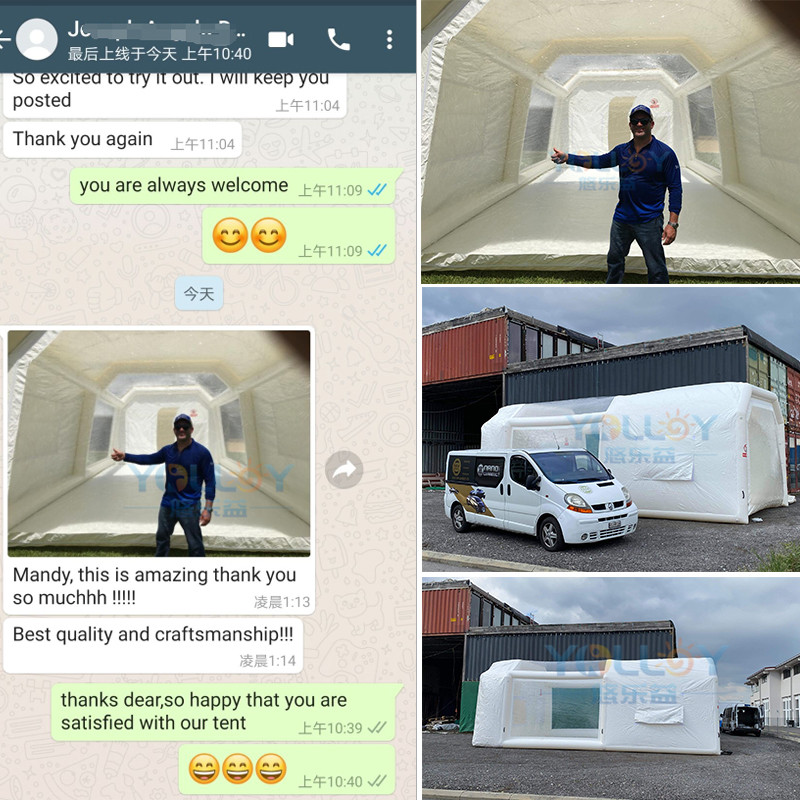 Clients' feedback of inflatable auto spray booth car paint tent