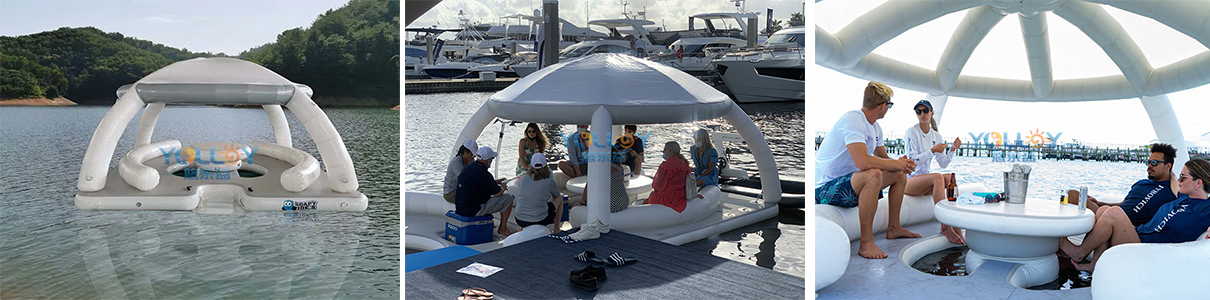 inflatable lounge platform with tent
