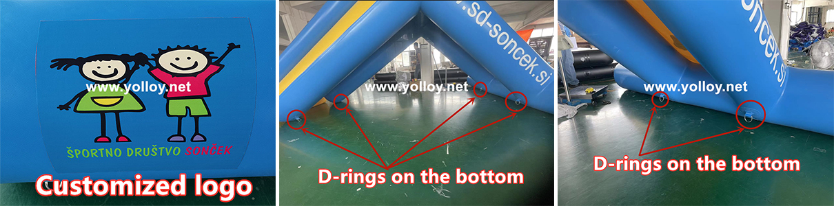 Detailed images of inflatable floating slide