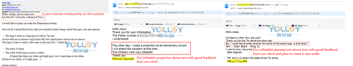 Client's feedback of of portable projection inflatable dome