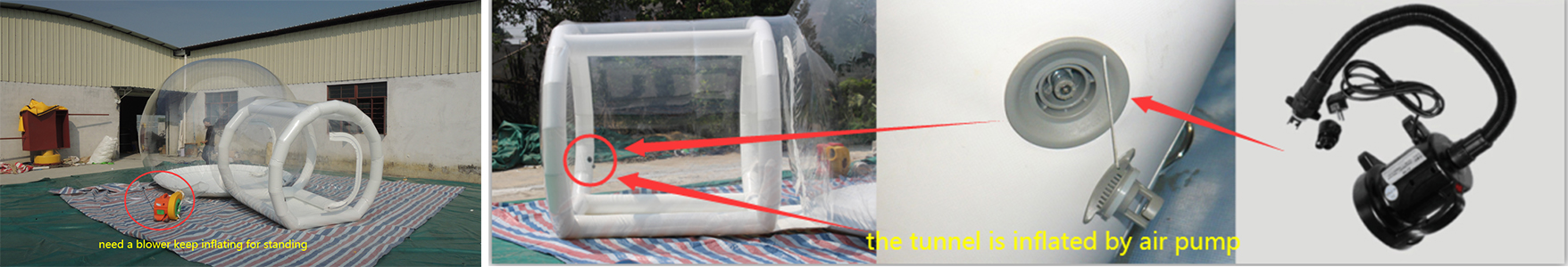 Inflated by air blower and air pump