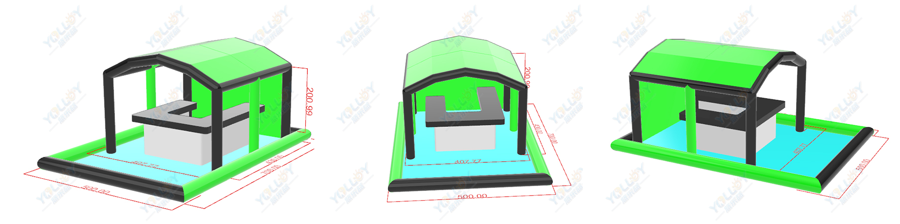 3D design deafts of Inflatable Pool Bar 