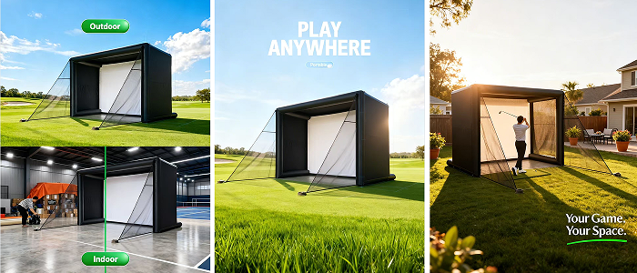 Mini Style Inflatable Golf Simulator Enclosure Practice Tent With Net