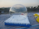 Inflatable snow globe with air bouncy mat