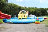 inflatable water park with slide and pool