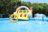 inflatable water park with slide and pool