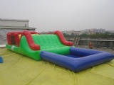 Floating water slide obstacle course