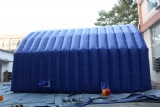 Blue inflatable auto hail repair tent