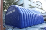 Blue inflatable auto hail repair tent