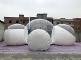 Size for middle dome:5m diameter 
Size for sides dome:4m diameter 
Material:PVC tarps + Clear PVC
Packing size:75×75×105cm/116kgs