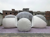 Size for middle dome:5m diameter 
Size for sides dome:4m diameter 
Material:PVC tarps + Clear PVC
Packing size:75×75×105cm/116kgs