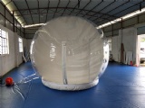 Inflatable snow globe tent with snow