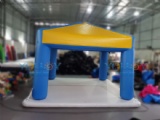 Water inflatable platform with landing paddling tent