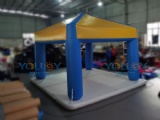 Water inflatable platform with landing paddling tent