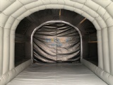 Golf simulator impact screen inflatable tent