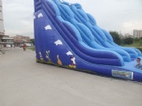 blue commercial inflatable wave shape slide