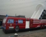 Red inflatable truck bouncy slide